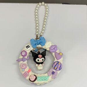 Sanrio Cute Pearl Wreath with Kuromi Character Charms